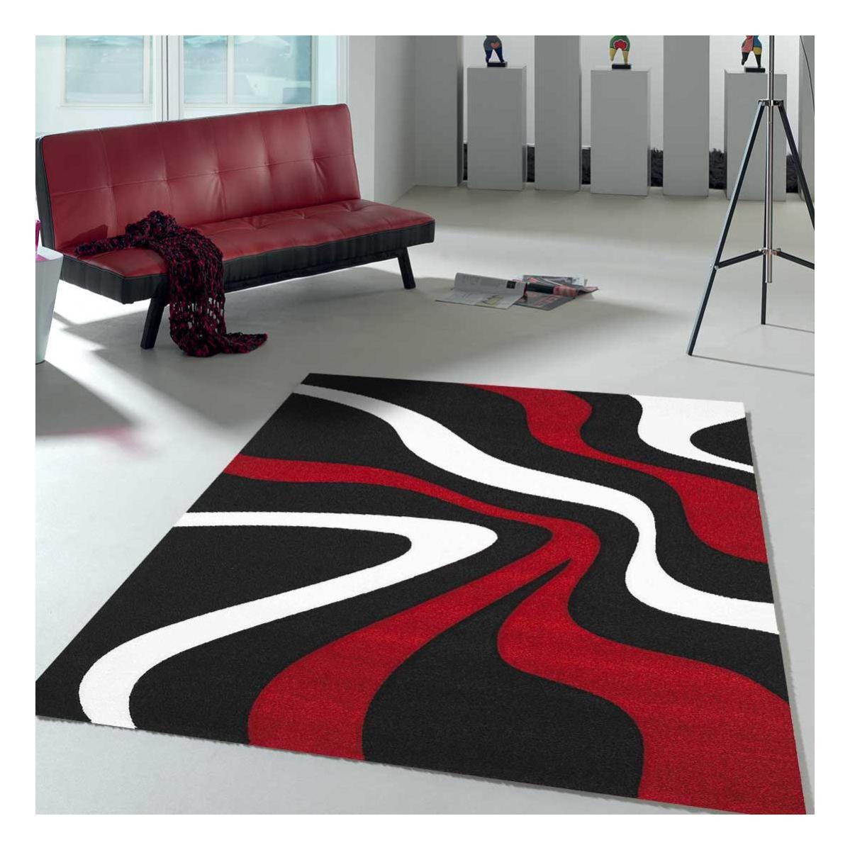 Tapis Design Et Moderne 120x170 Cm Rectangulaire Nodage Rouge Salon Adapte Au Chauffage Par Le Sol Leroy Merlin