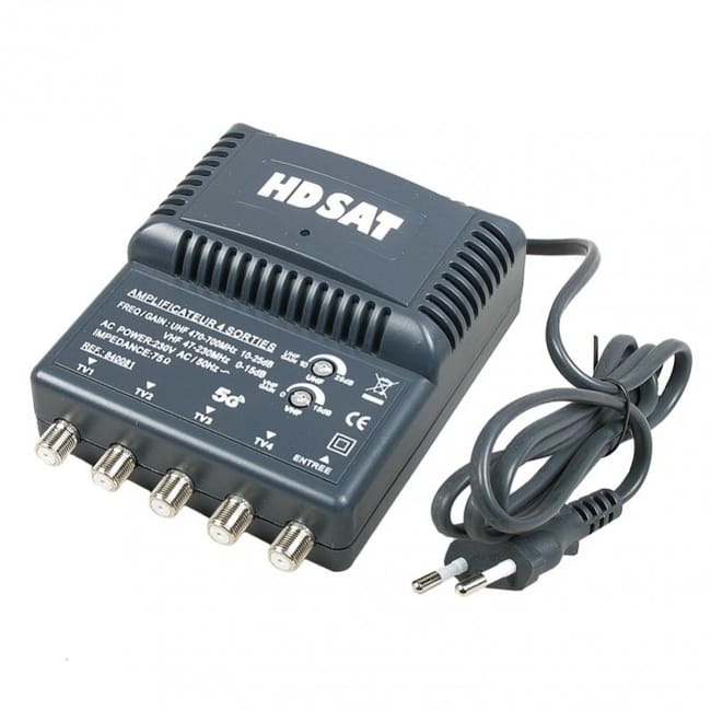 Hdsat Amplificateur Tnt Blinde 4 Sorties Ampli D'intérieur Antenne Tv 220v  | Leroy Merlin