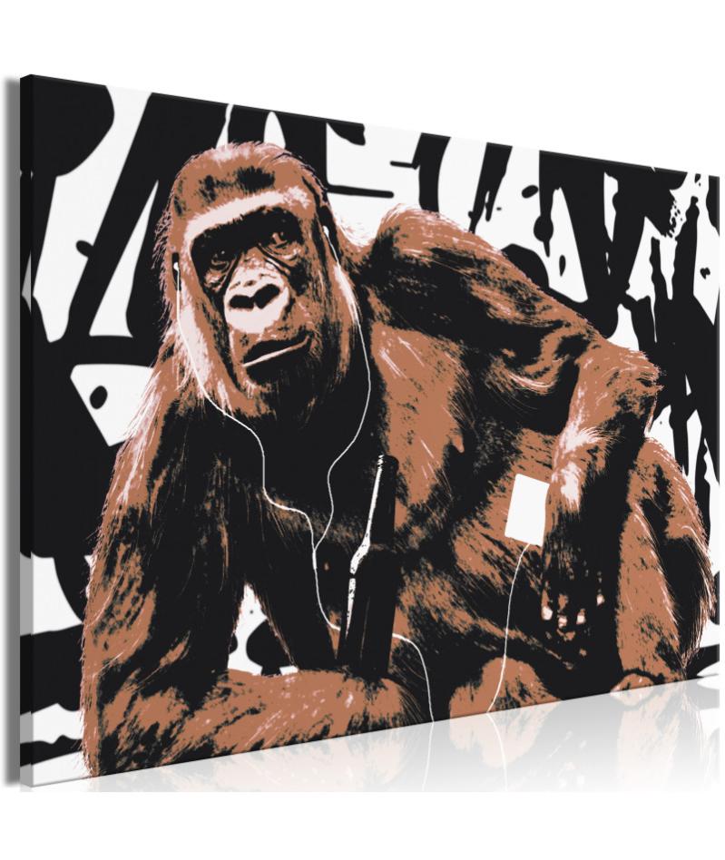 Tableau Pop Art Monkey 1 Part Narrow Brown 120x80 Leroy Merlin