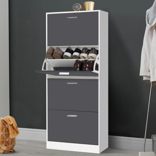 Meuble A Chaussures Blanc 4 Portes Gris Fonce Leroy Merlin Meuble A Chaussures Blanc 4 Portes Gris Fonce Leroy Merlin