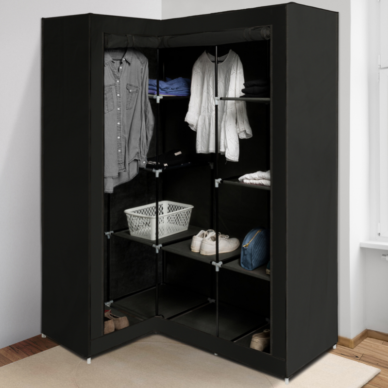 Armoire De Rangement D Angle Noire Dressing Penderie Xxl Tissu Leroy Merlin