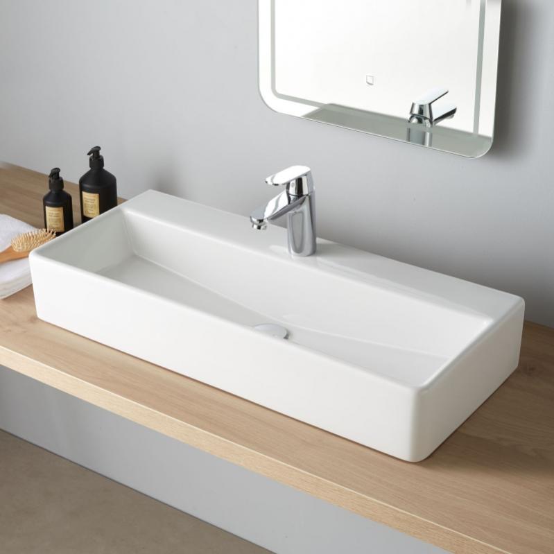 Vasque De Salle De Bain Minima Rectangulaire 80x35 Leroy Merlin
