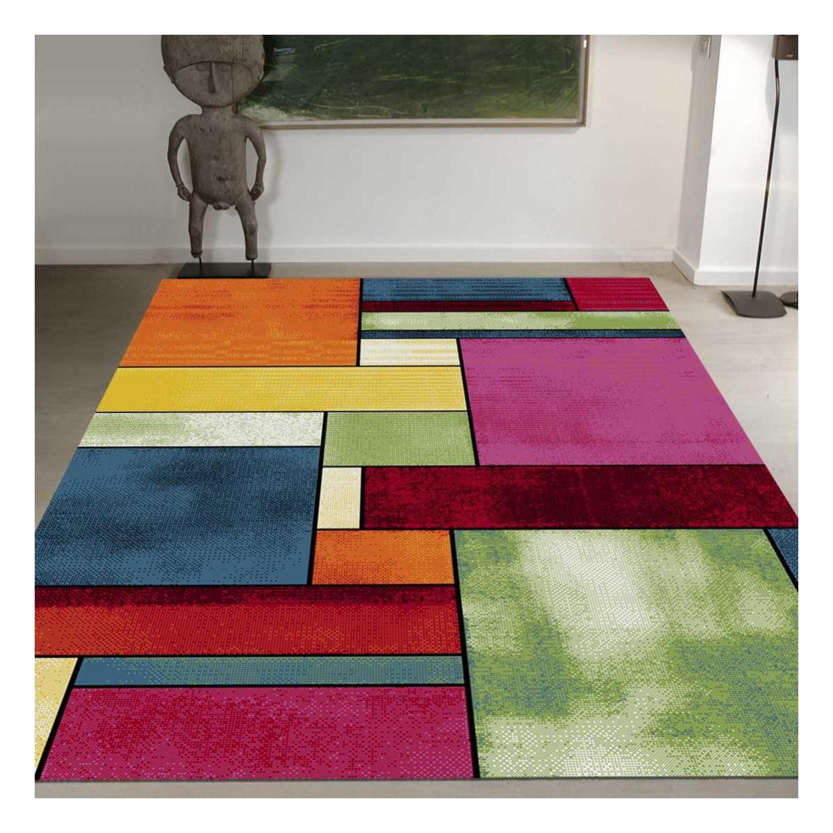 Tapis Design Et Moderne 240x340 Cm Rectangulaire Brillance Geometrique Multicolore Salle A Manger Adapte Au Chauffage Pa Leroy Merlin