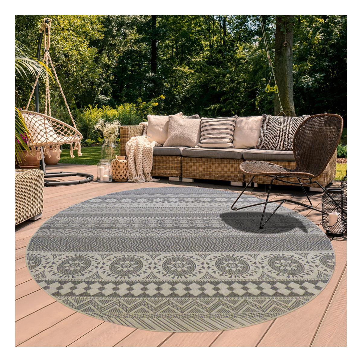  Tapis  Moderne 160x160 Rond  Cm Rond  Exron Reversible Gris 