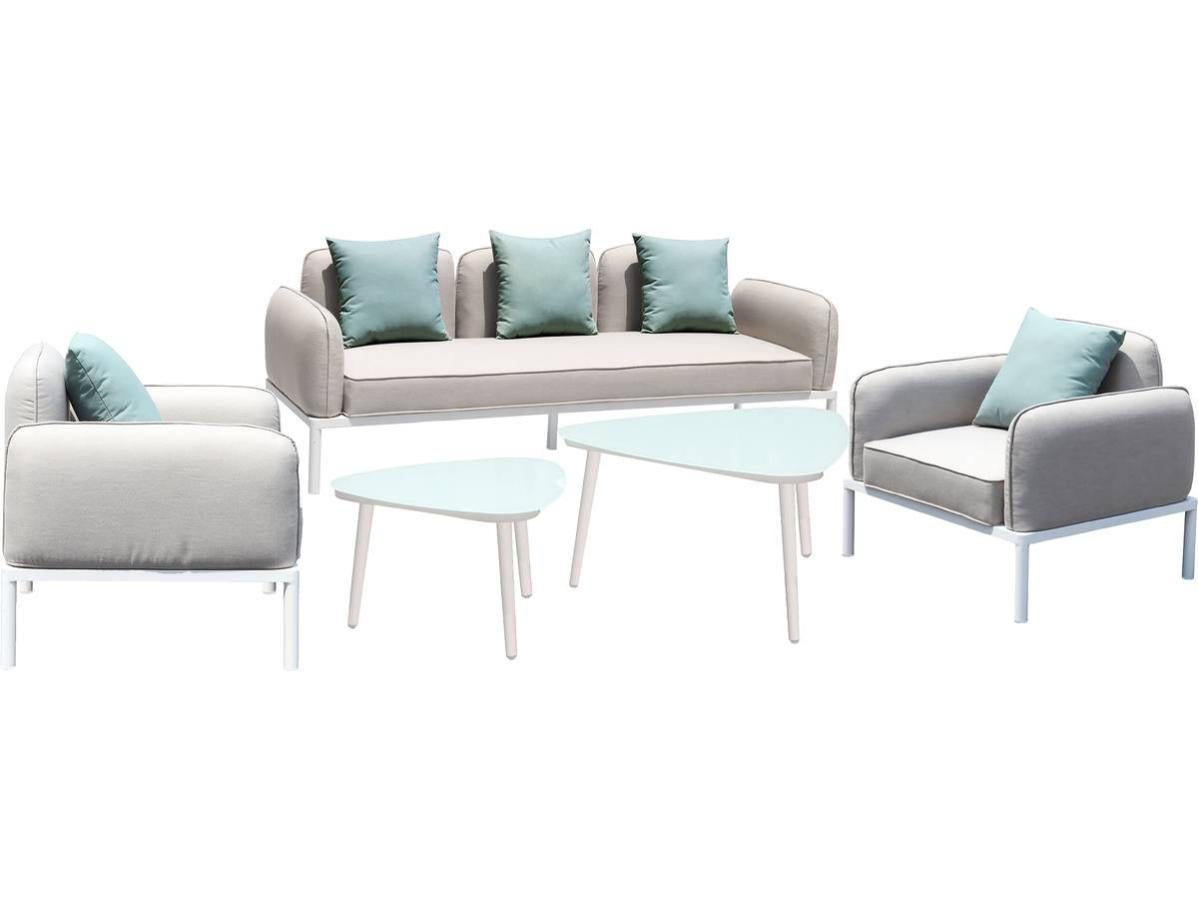 Salon De Jardin "sevilla" - 1 Canapé 3 Places + 2 Fauteuils + 2 Tables