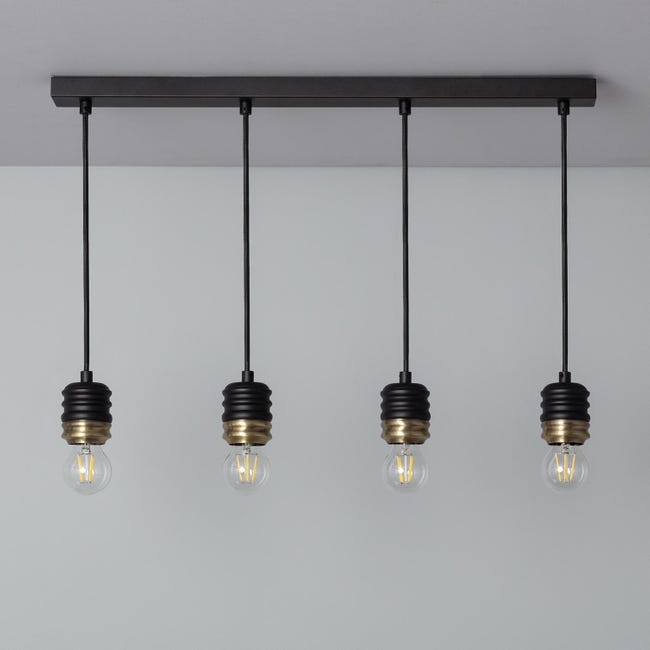 Lampe Suspendue Rugat 4 Spots Noir Leroy Merlin