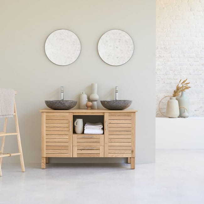 Meuble Salle De Bain En Bois Chene Massif 125 Soho Leroy Merlin