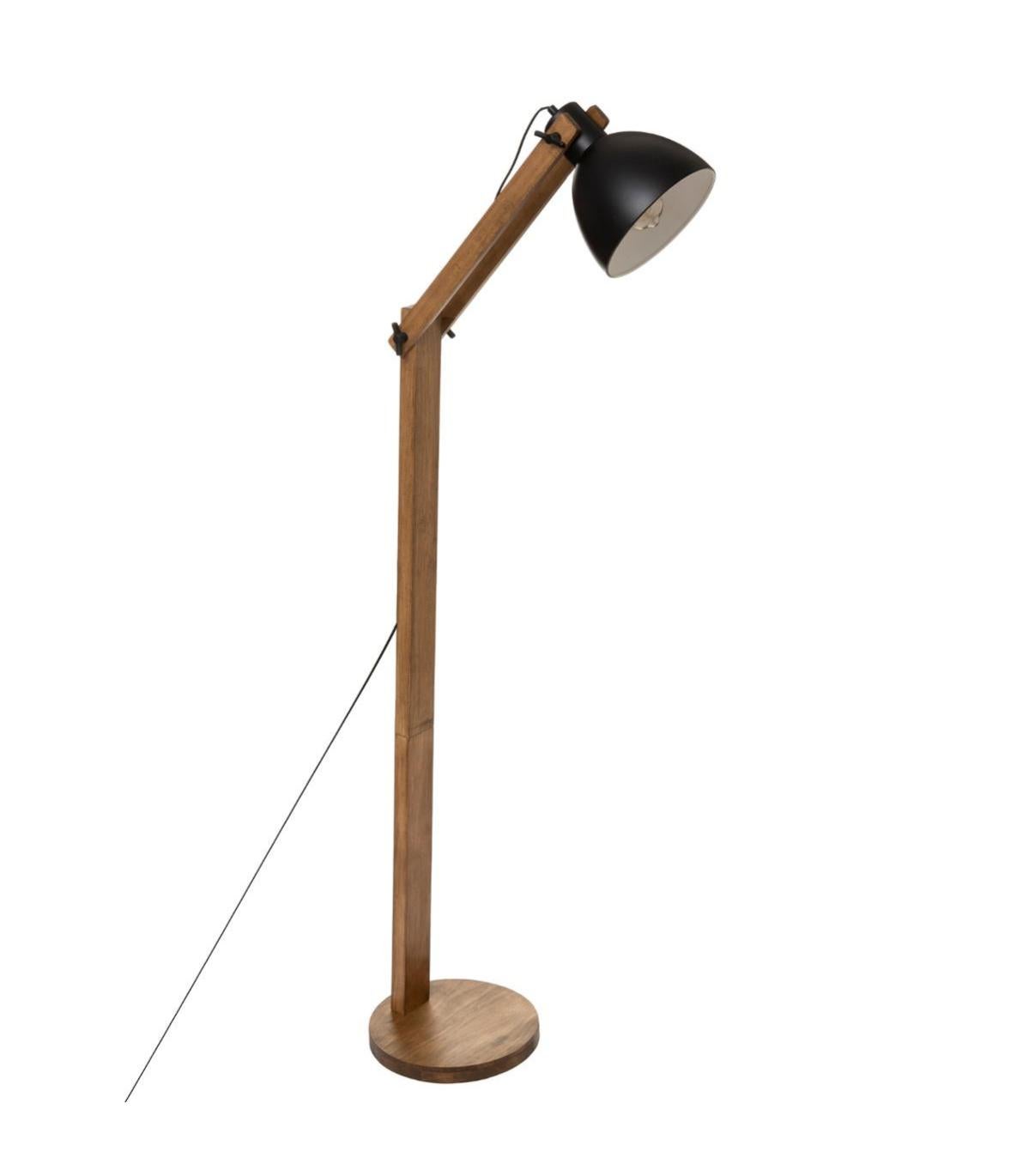 Lampadaire Pied En Bois Et Abat Jour En Metal Noir H 158 Cm Leroy Merlin