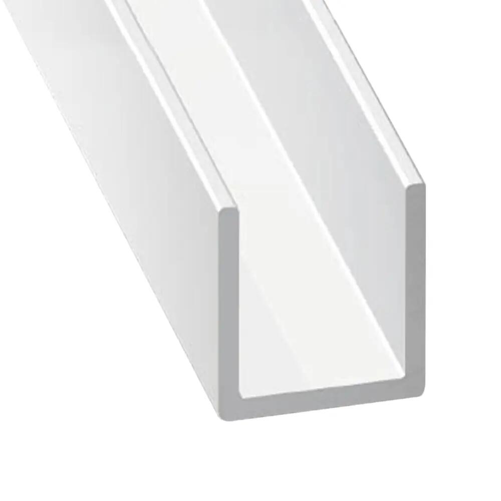 Perfil forma en U de aluminio blanco, Alt.1.5 x An.1.5 x L.200 cm