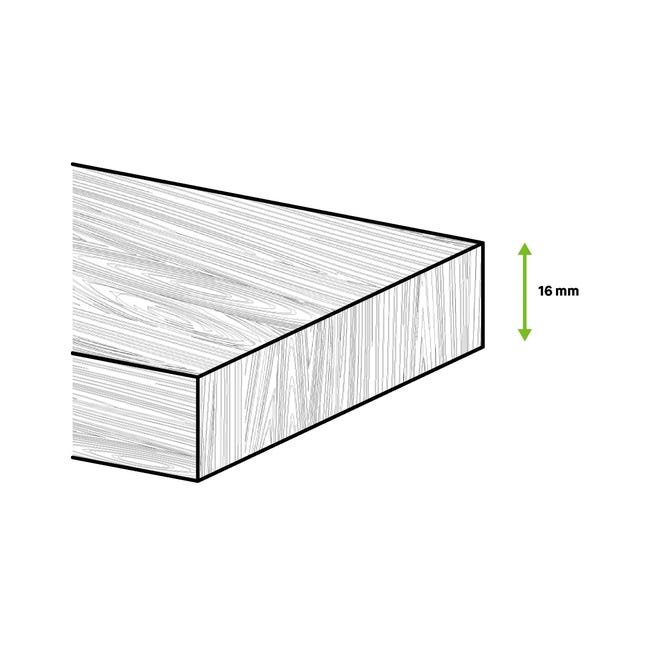 Tablero aglomerado con 2 cantos blanco de 39,5x244x1,6 cm  (anchoxaltoxgrosor)