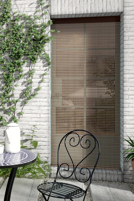 Cortina de puerta PVC Formentera marfil-marrón 90 x 210 cm