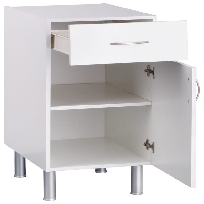 Mueble bajo BASIC blanco 1 puerta + 1 cajón fabricado en