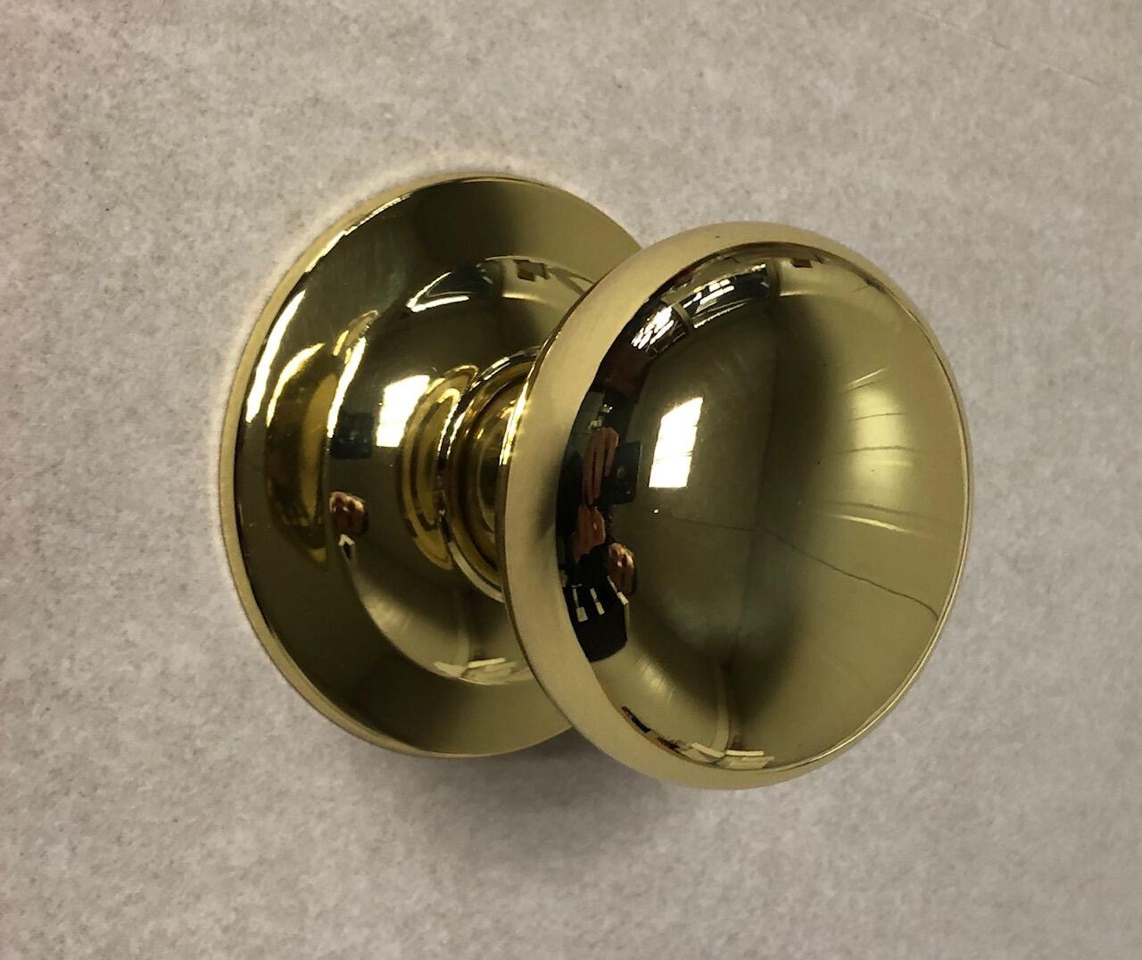 Pomo de puerta de latón brillante, 70 mm de diámetro.