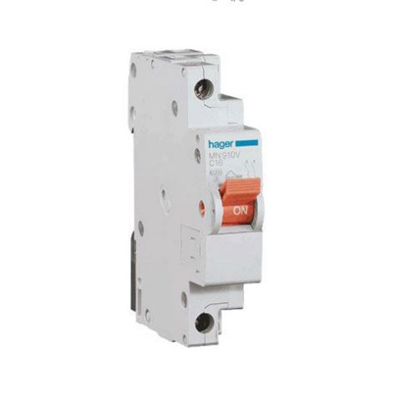 Interruptor magnetotérmico unipolar + neutro hager de 10a con 1 módulos