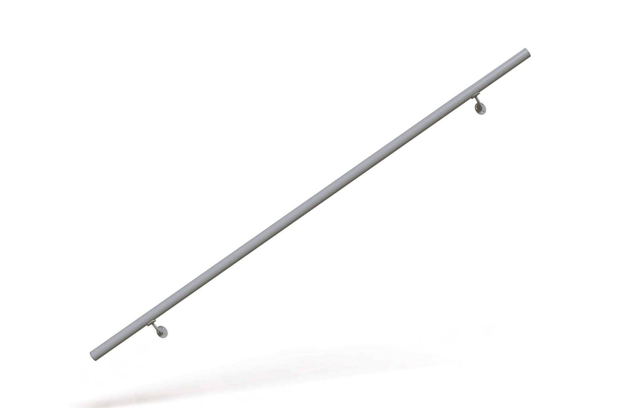 Kit De Pasamanos De Aluminio Blanco Redondo De 1.9 Pulgadas X 3 Pies - Incluye 2 Soportes De Pared Y Tapas De Extremo