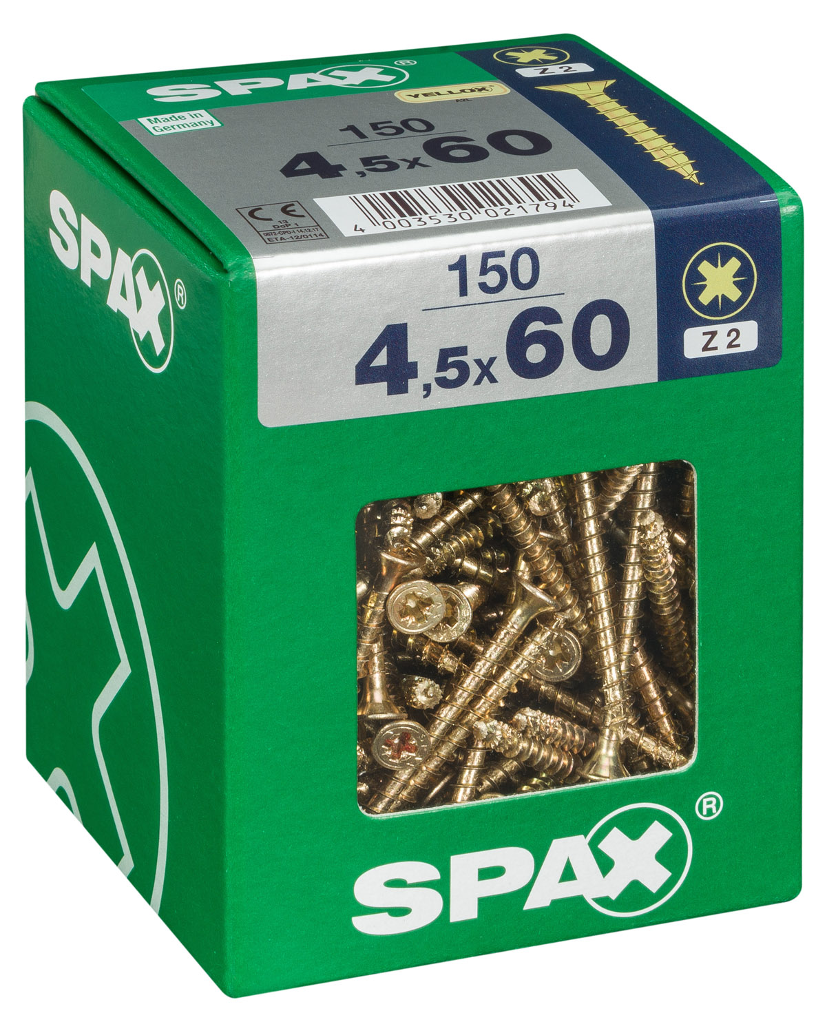 150 tornillo para madera spax pozidriv con cabeza avellanada, ø 4.5 x l. 60 mm