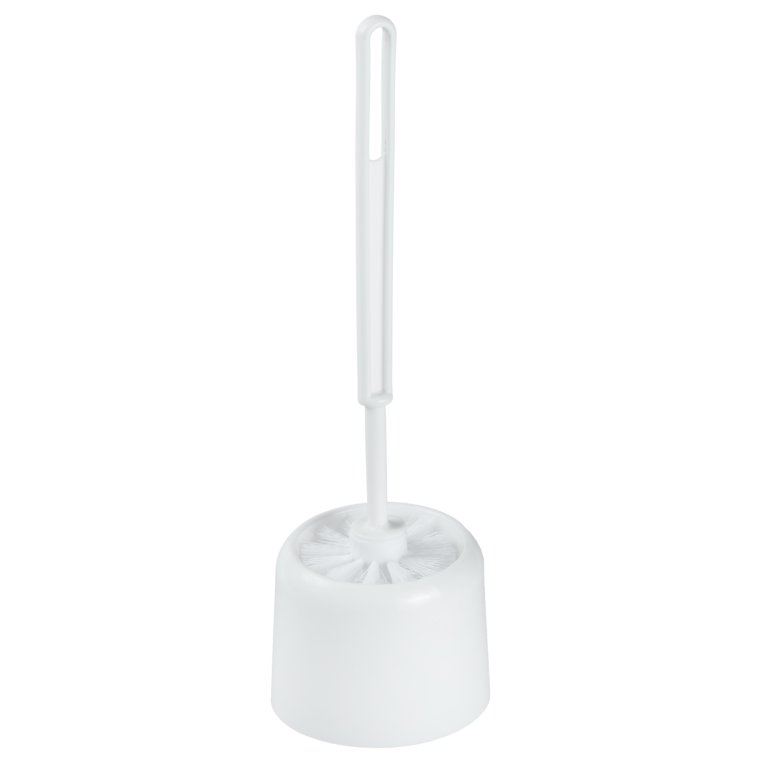 Escobillero de Baño, Escobilla de Plastico con Soporte Higienico, D14x40cm  (Blanco)