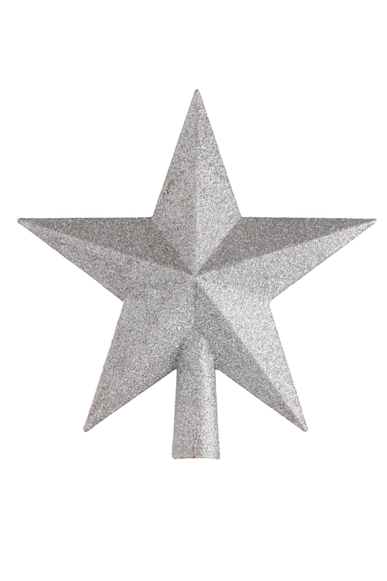 Adorno coronación árbol navidad estrella plateada 19 cm