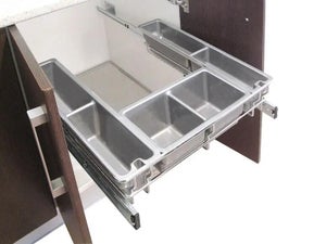AREBOS 2x cajón telescópico Cajón de cocina Cesta extraíble extensible 60  cm