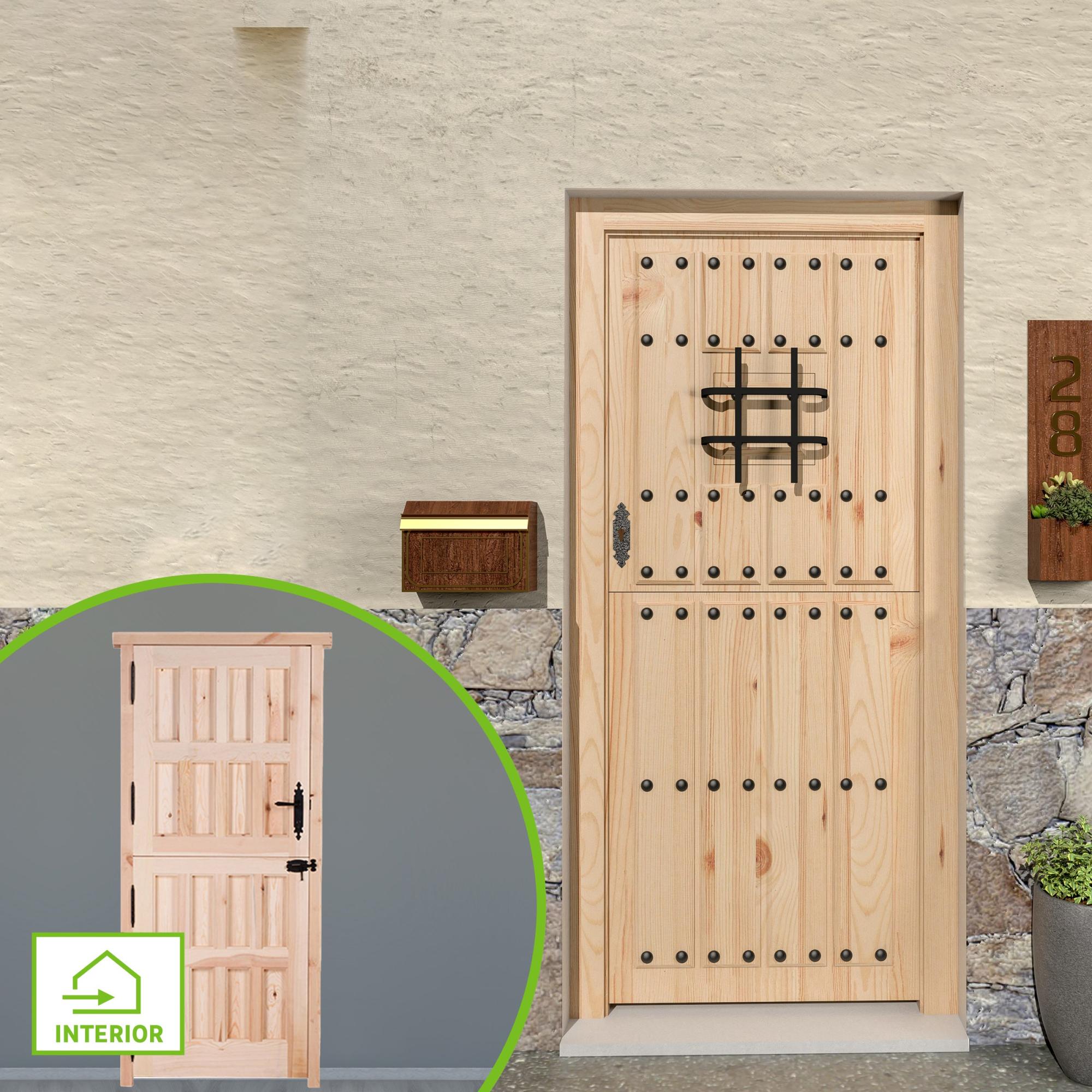 Puerta de madera partida de pino para barnizar derecha de 95x210 cm de la marca Sin marca
