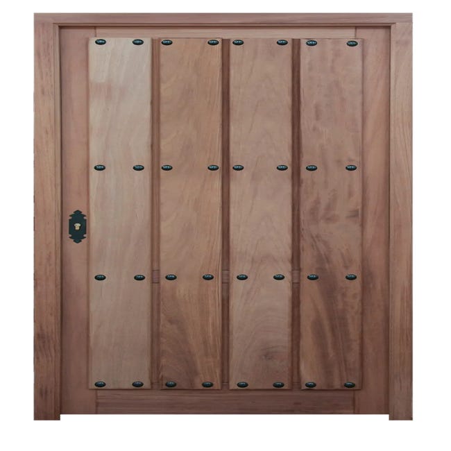 Puerta de madera partida de pino para barnizar izquierda de 95x210