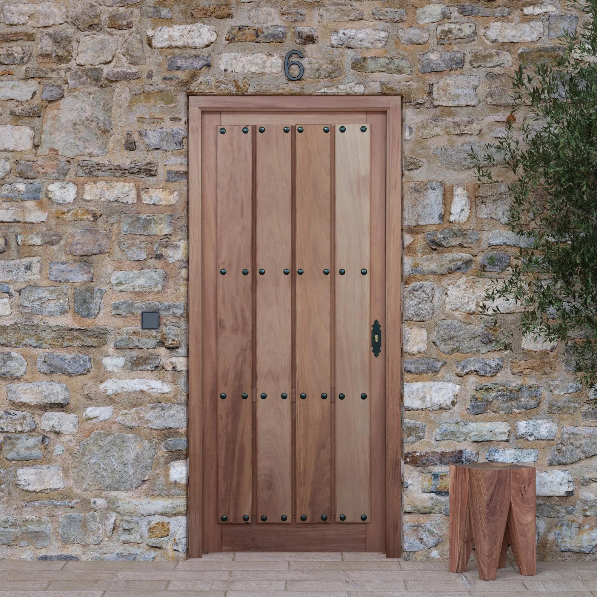 Puerta blindada izquierda madera para barnizar/madera para barnizar de  210x95 cm