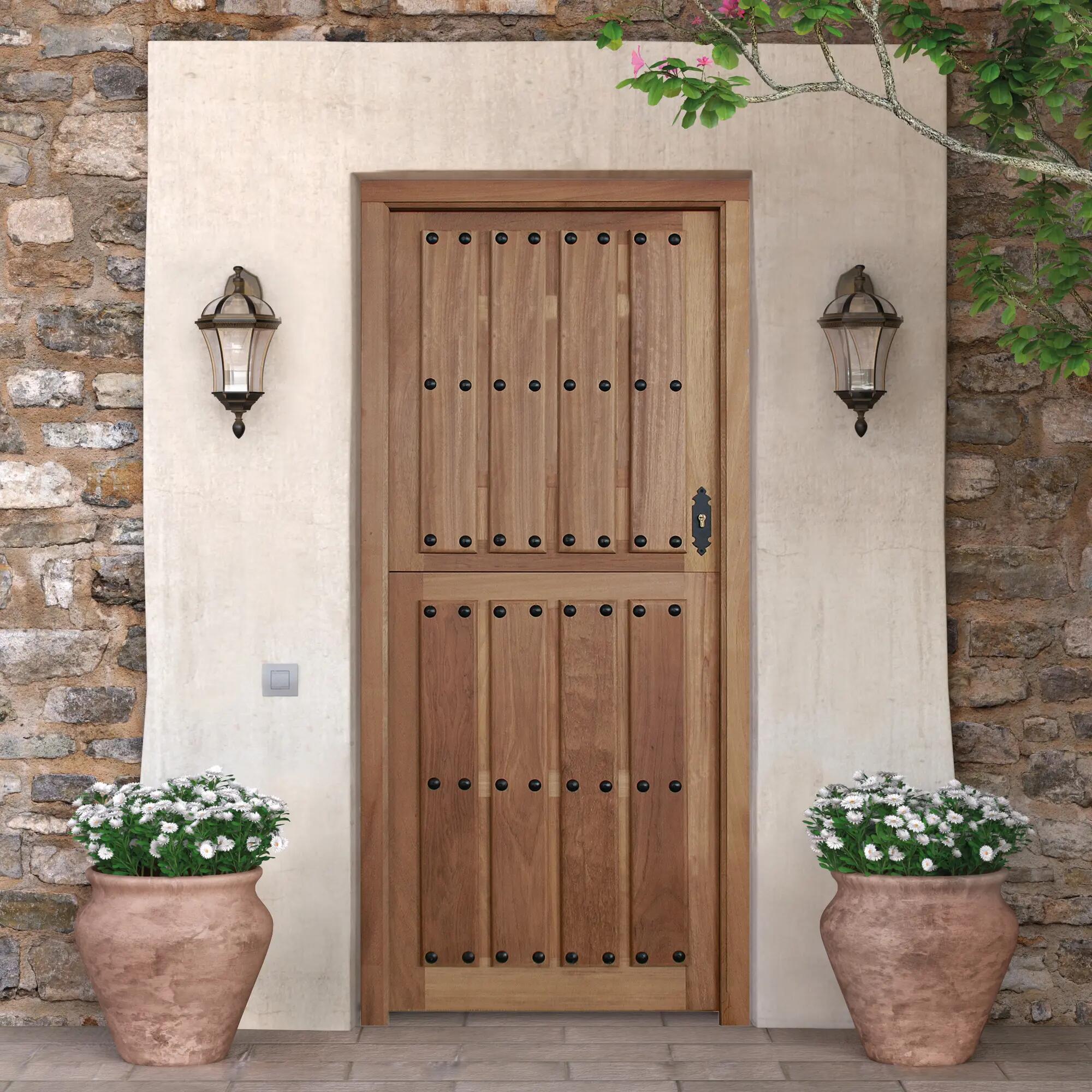 Puerta blindada izquierda madera para barnizar/madera para barnizar de  210x95 cm