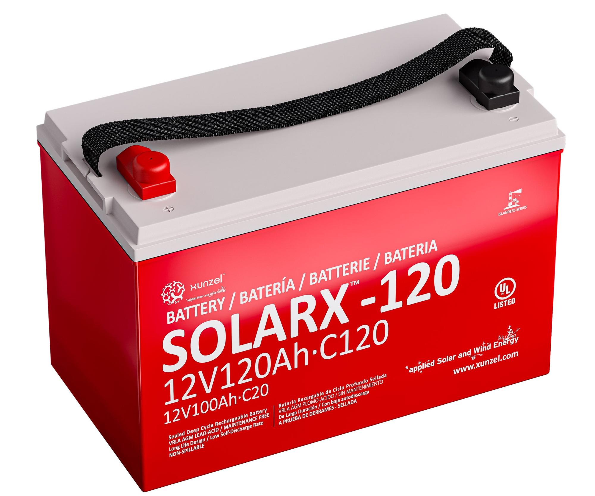 Batería solar xunzel 12v 120ah sin mantenimiento