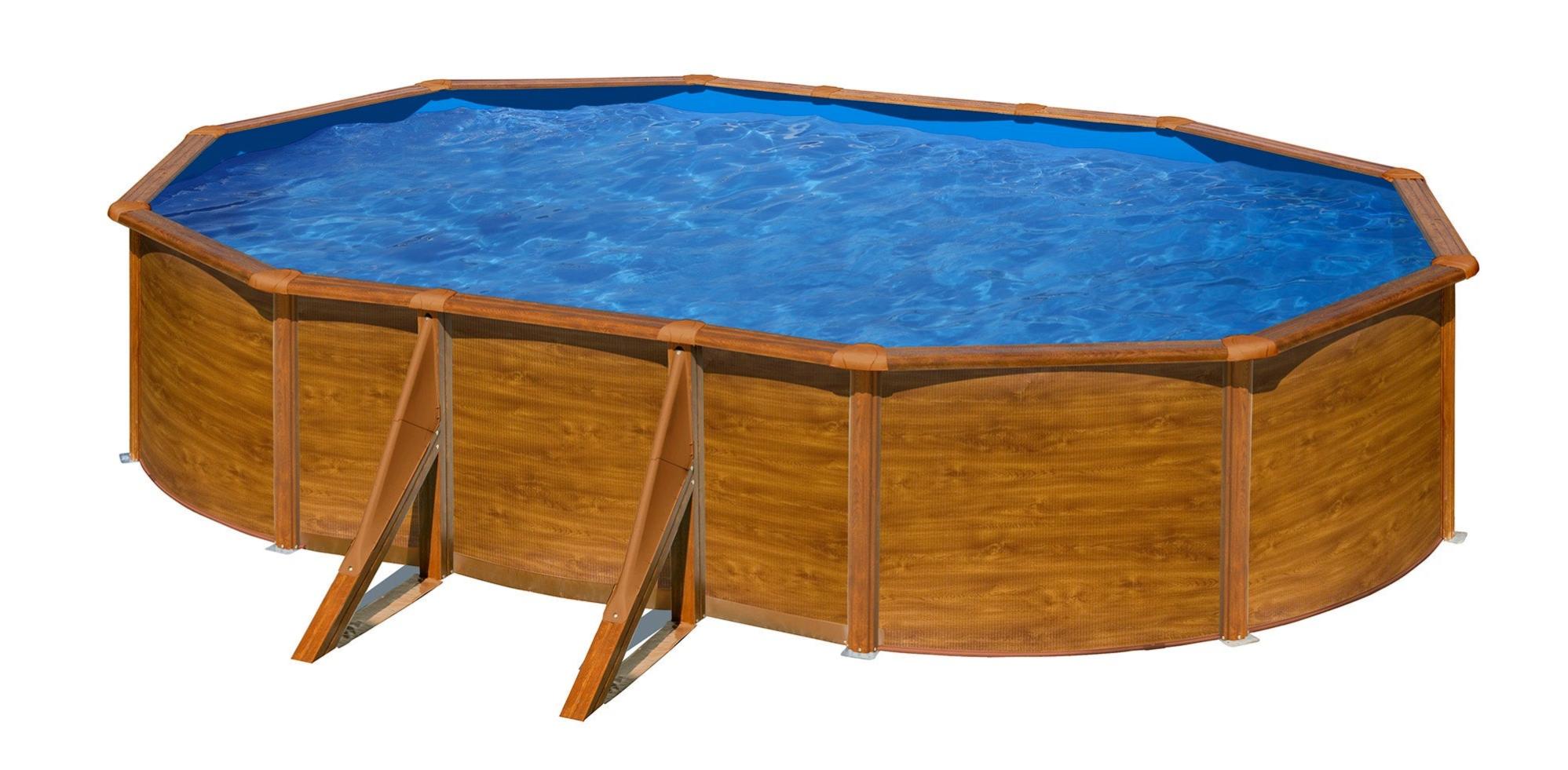 Piscina Desmontable De Acero Imitación Madera Ovalada Gre 5 X 3 X 1,2 M