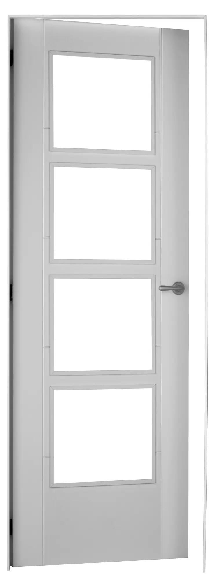 Puerta noruega blanco apertura izquierda con cristal 72.5cm