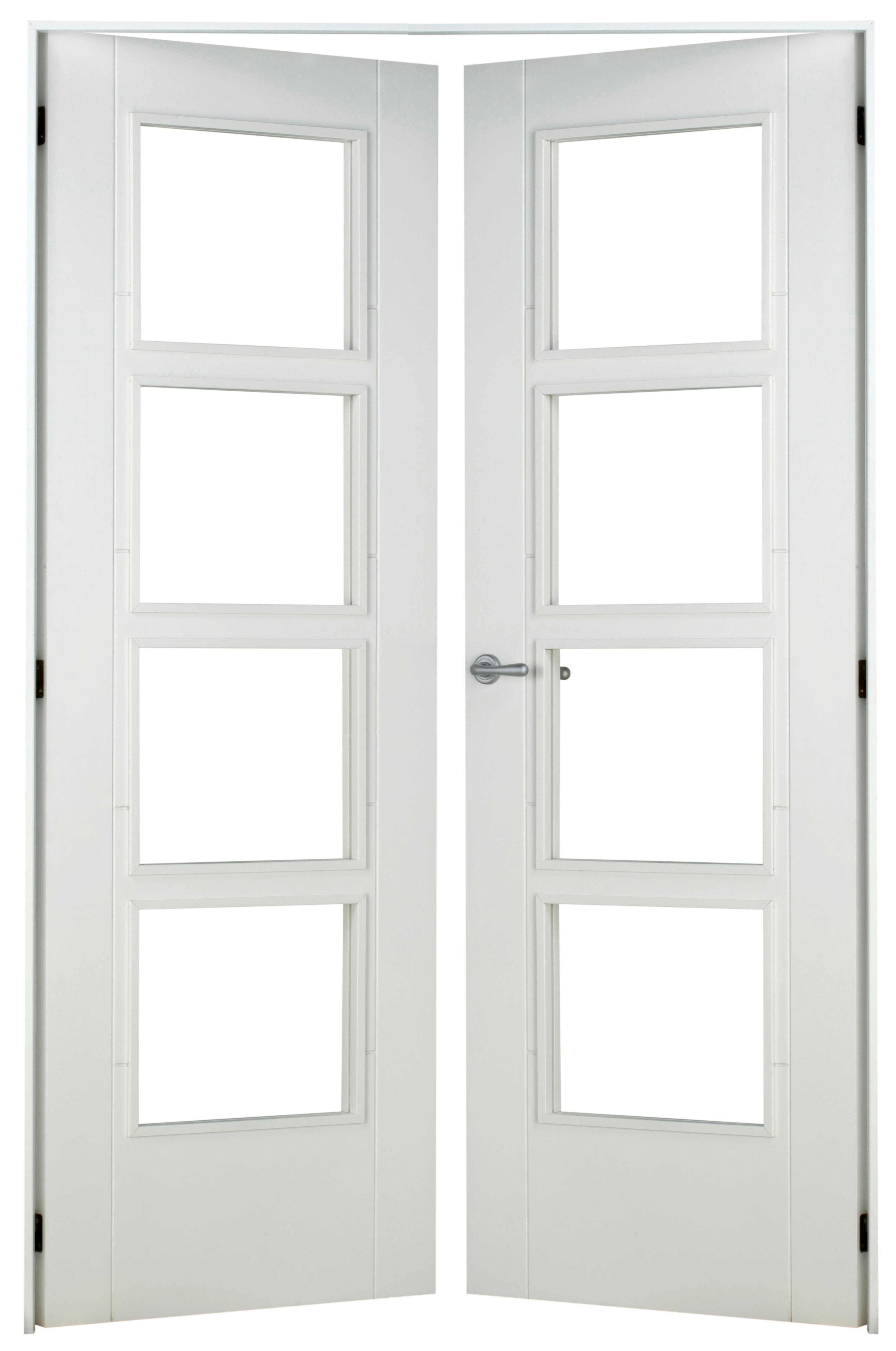 Puerta noruega blanco apertura derecha con cristal 125cm