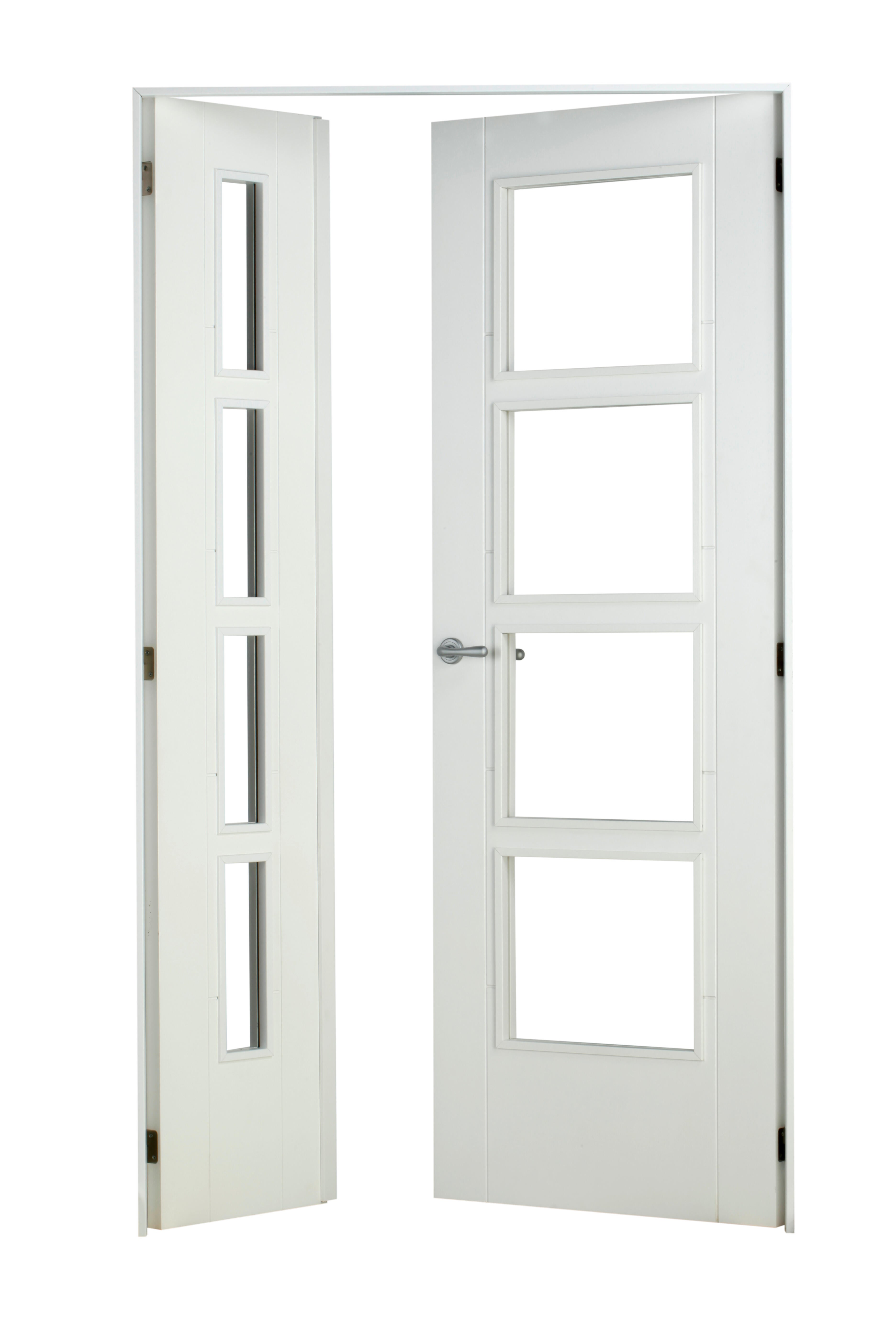 Puerta noruega blanco apertura derecha con cristal 115cm