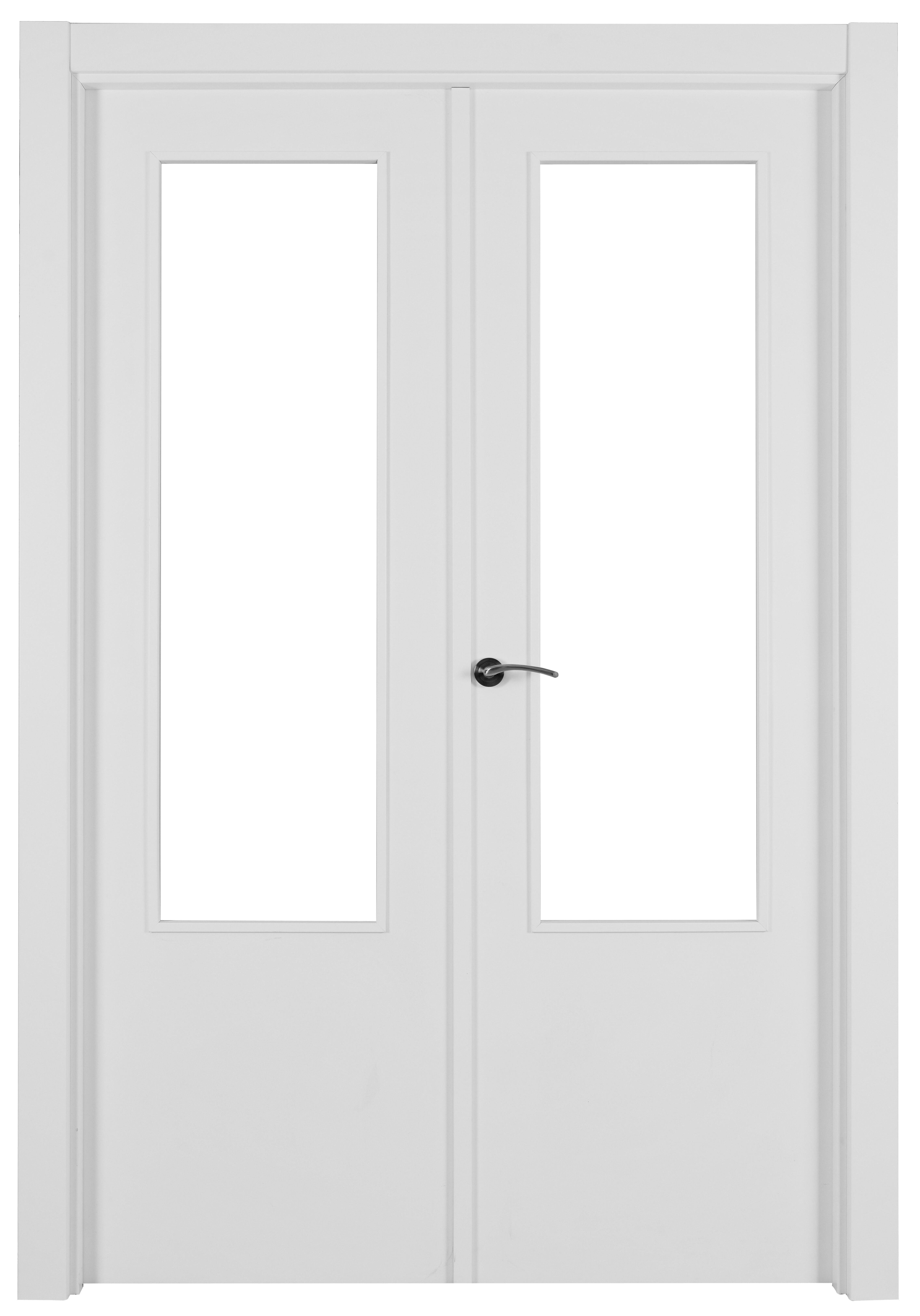 Puerta lyon blanco apertura derecha con cristal 125cm