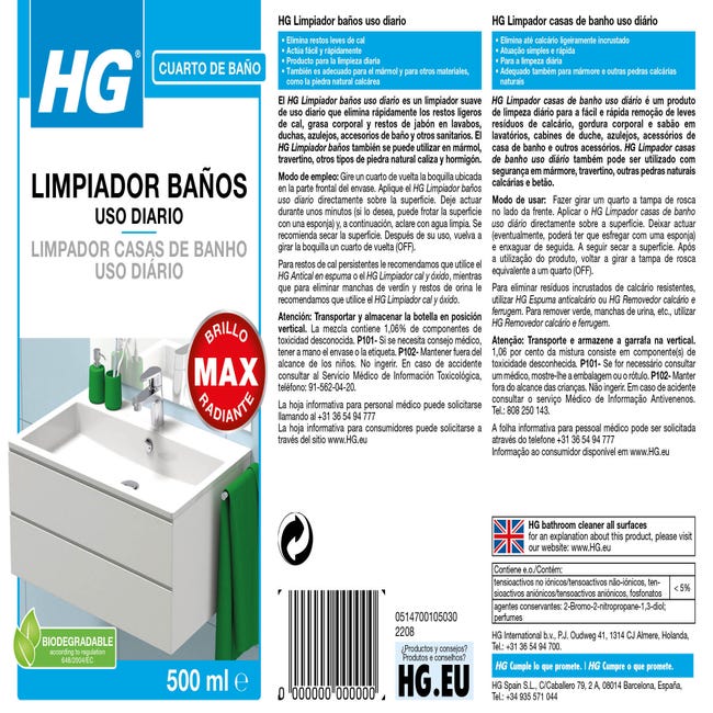Limpiador manchas cal-oxido hg 500 ml