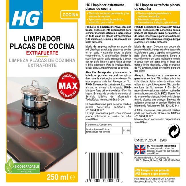 Limpiador de placas de cocción 250 ml - HG