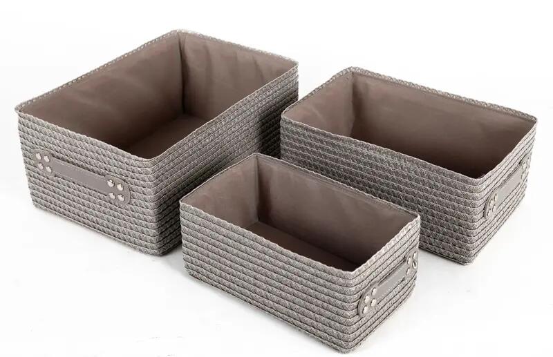 Set 3 cestas lanzarote gris / plata 22x15 cm
