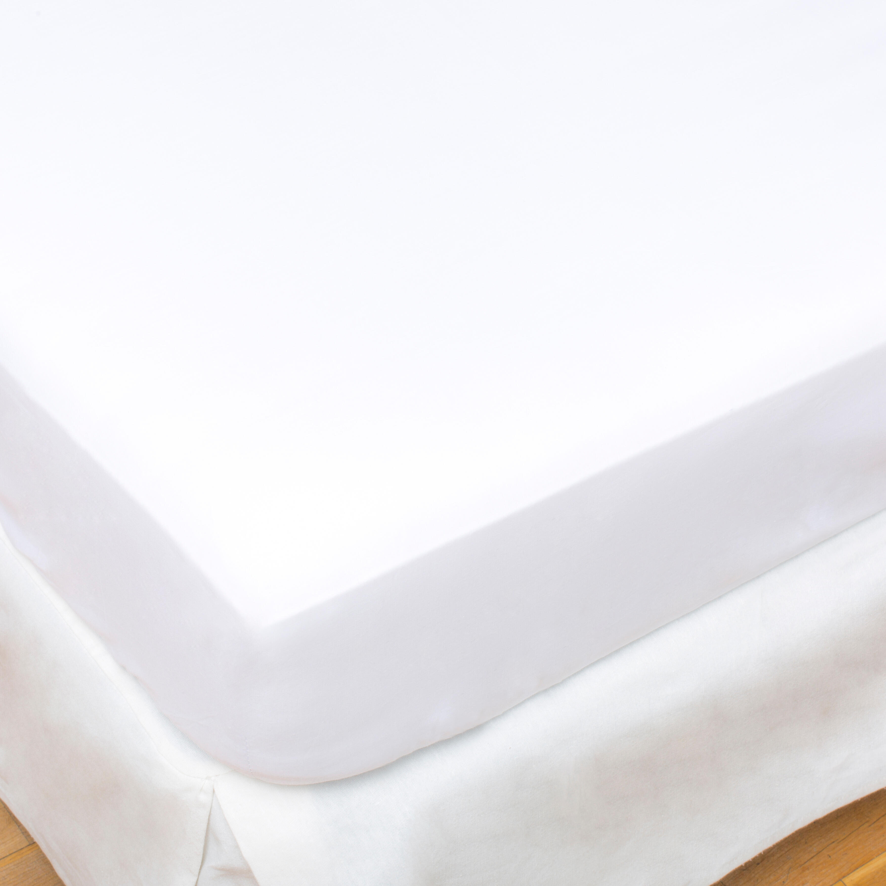 Sábana bajera esencial algodón 144 hilos blanco cama 135 cm