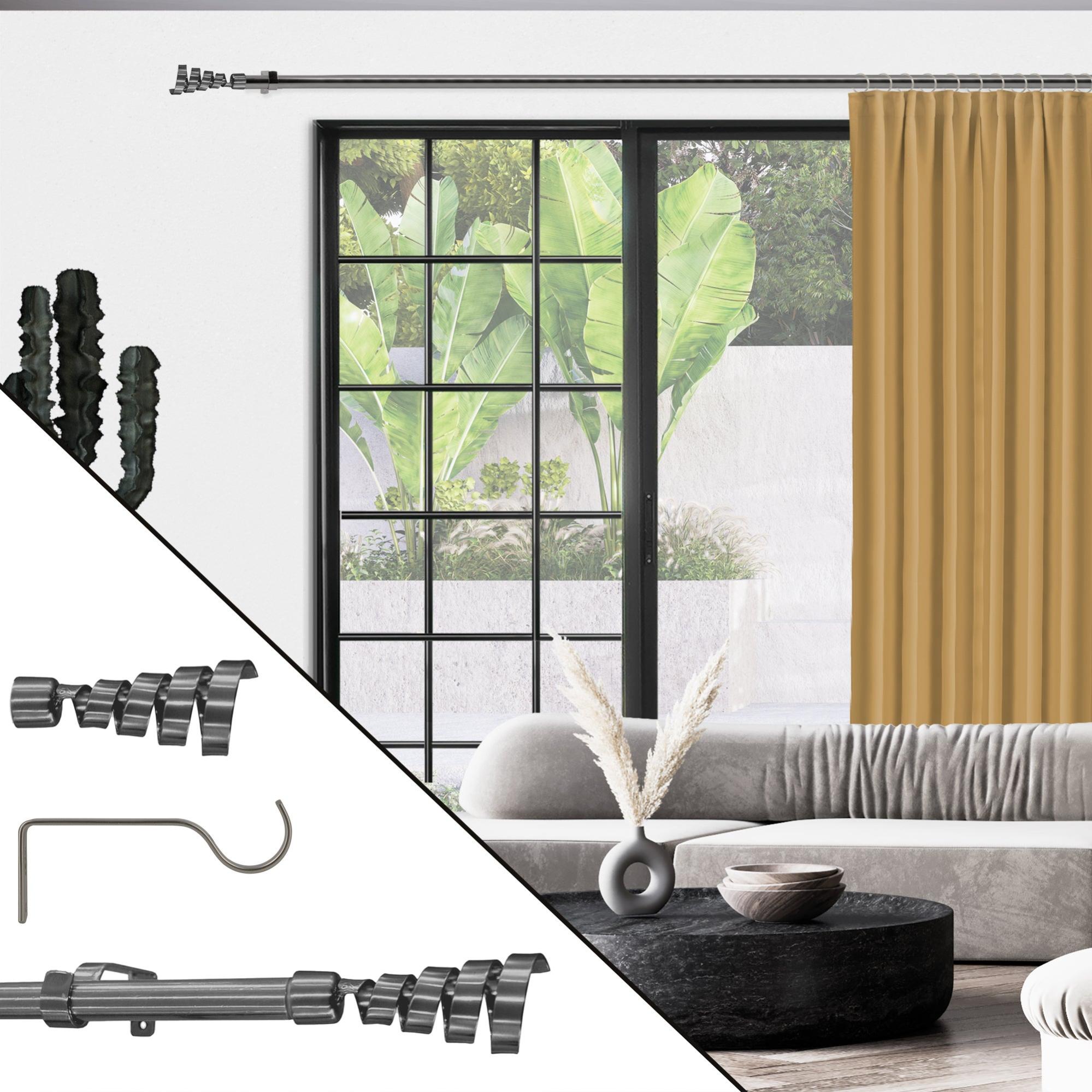 Barra De Cortina Decopolitan Acero Negro - Ajustable 91-183 Cm Para Ventanas