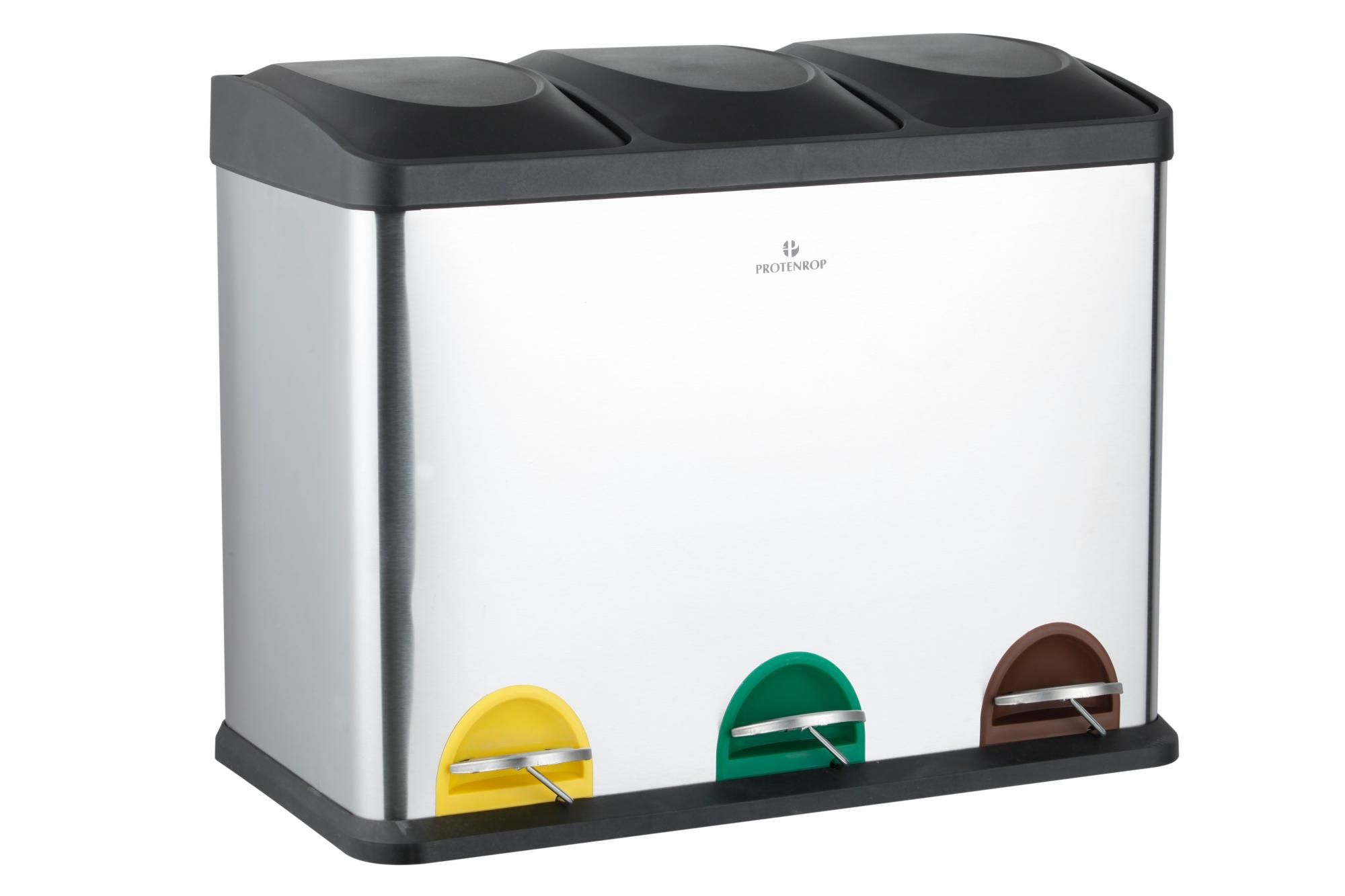 Cubo pedal acero con 3 compartimentos de 15L Leroy Merlin