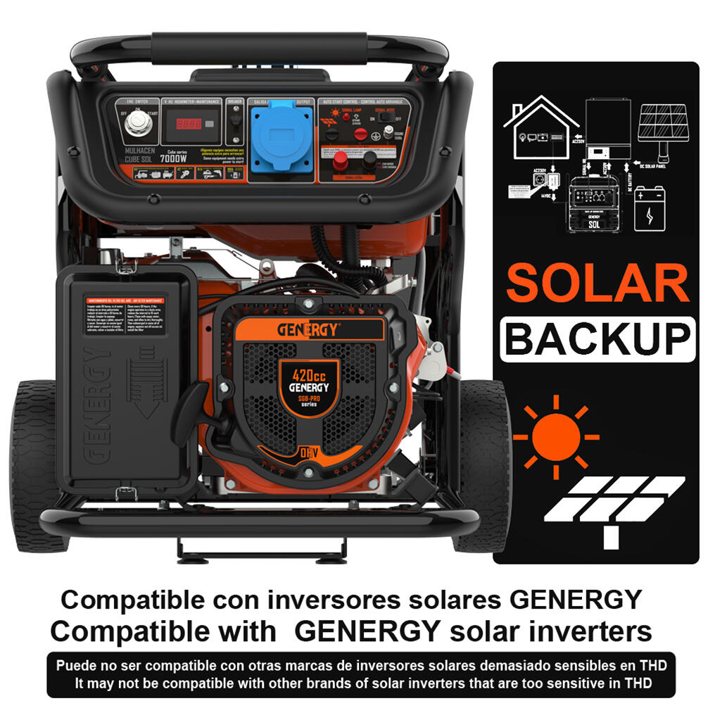 Generador de gasolina genergy mulhacen sol 7kw, avr (apoyo solar)