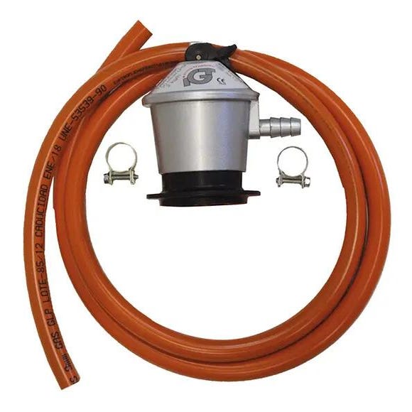 regulador de gas para estufas propano y butano con abrazadera y tubo