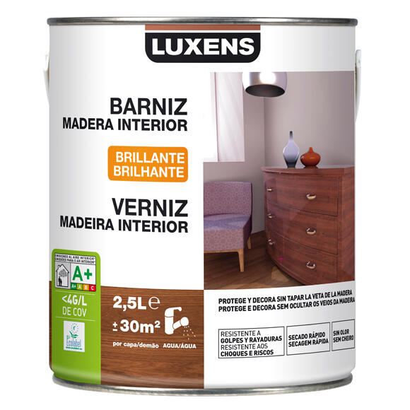 Barniz madera de interior luxens wengué brillo 2,5l