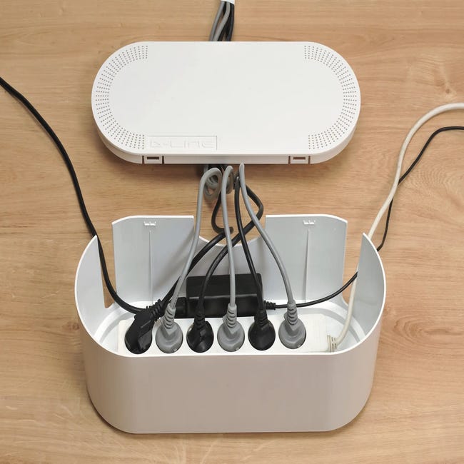 Caja de organización de cables organizador de enchufes para ocultar  enchufes eléctricos ocultos y cables eléctricos del escritorio blanco para