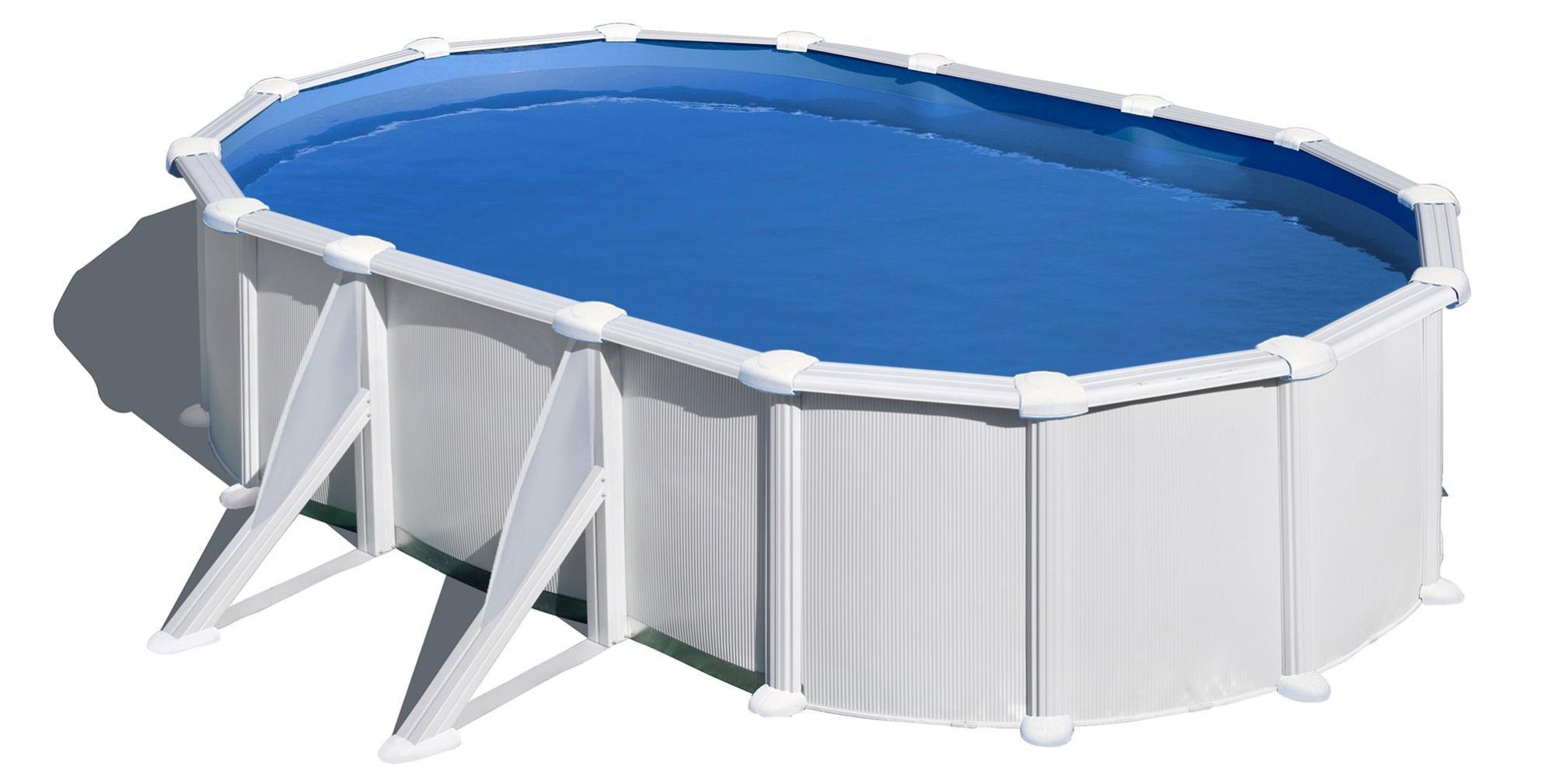 Piscina Desmontable De Acero Blanco Ovalada Gre 6,1 X 3,75 X 1,32 M