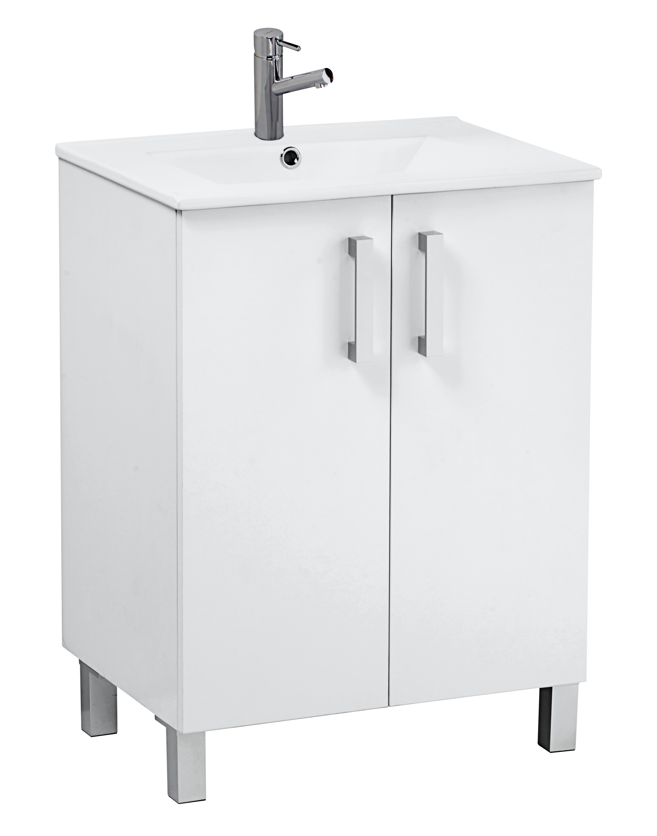Aplicando armario Millas Mueble de baño con lavabo Eco blanco 60x45 cm | Leroy Merlin