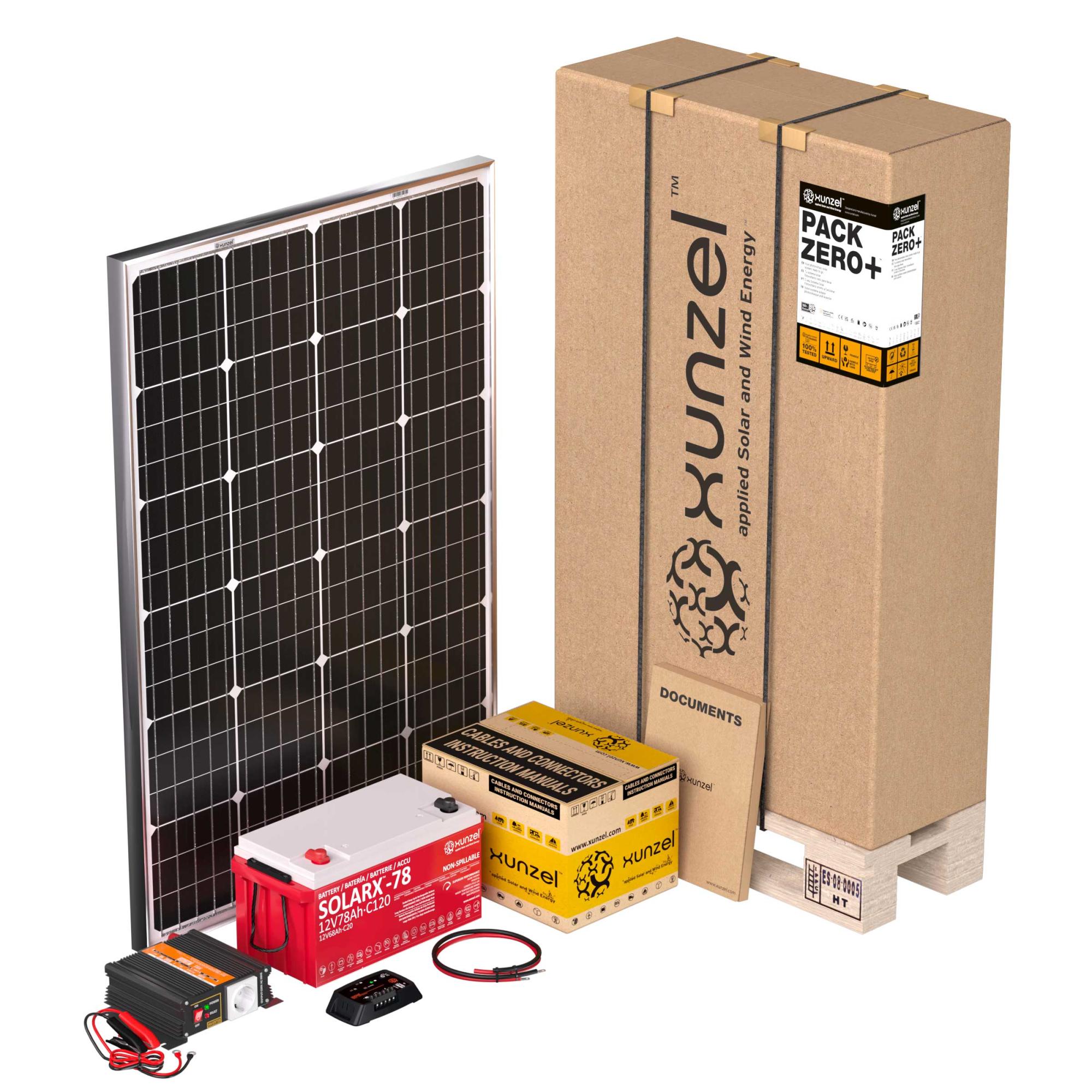 Kit Solar 1 panel 120W, batería 920Wh, inversor 500W, genera hasta 540Wh/d