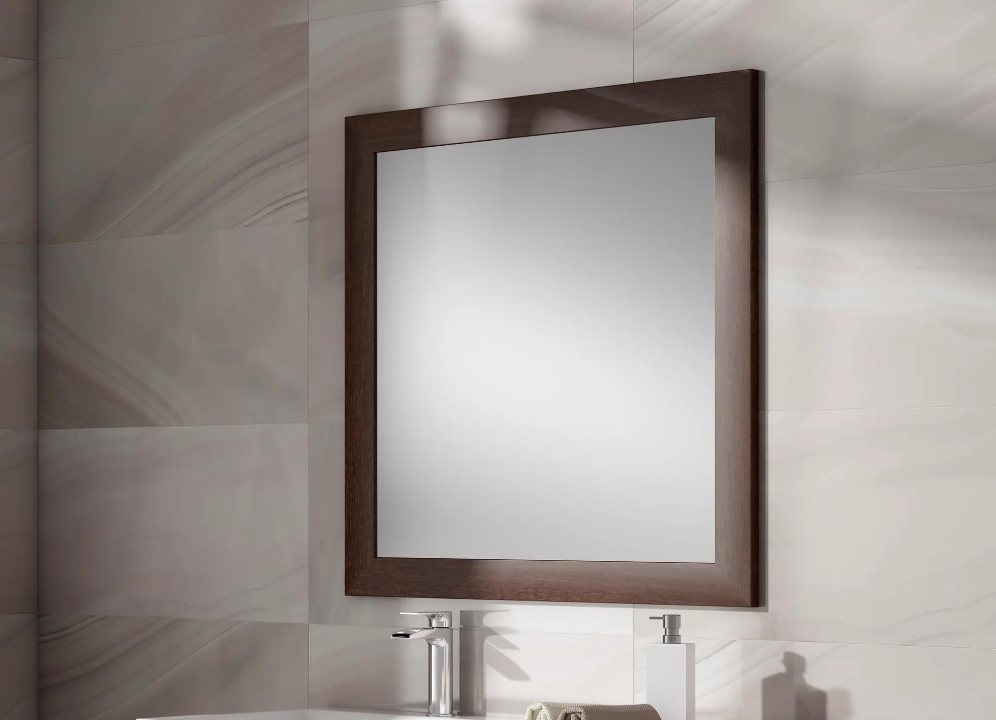 Espejo enmarcado cuadrado roma nogal oscuro 80 x 80 cm