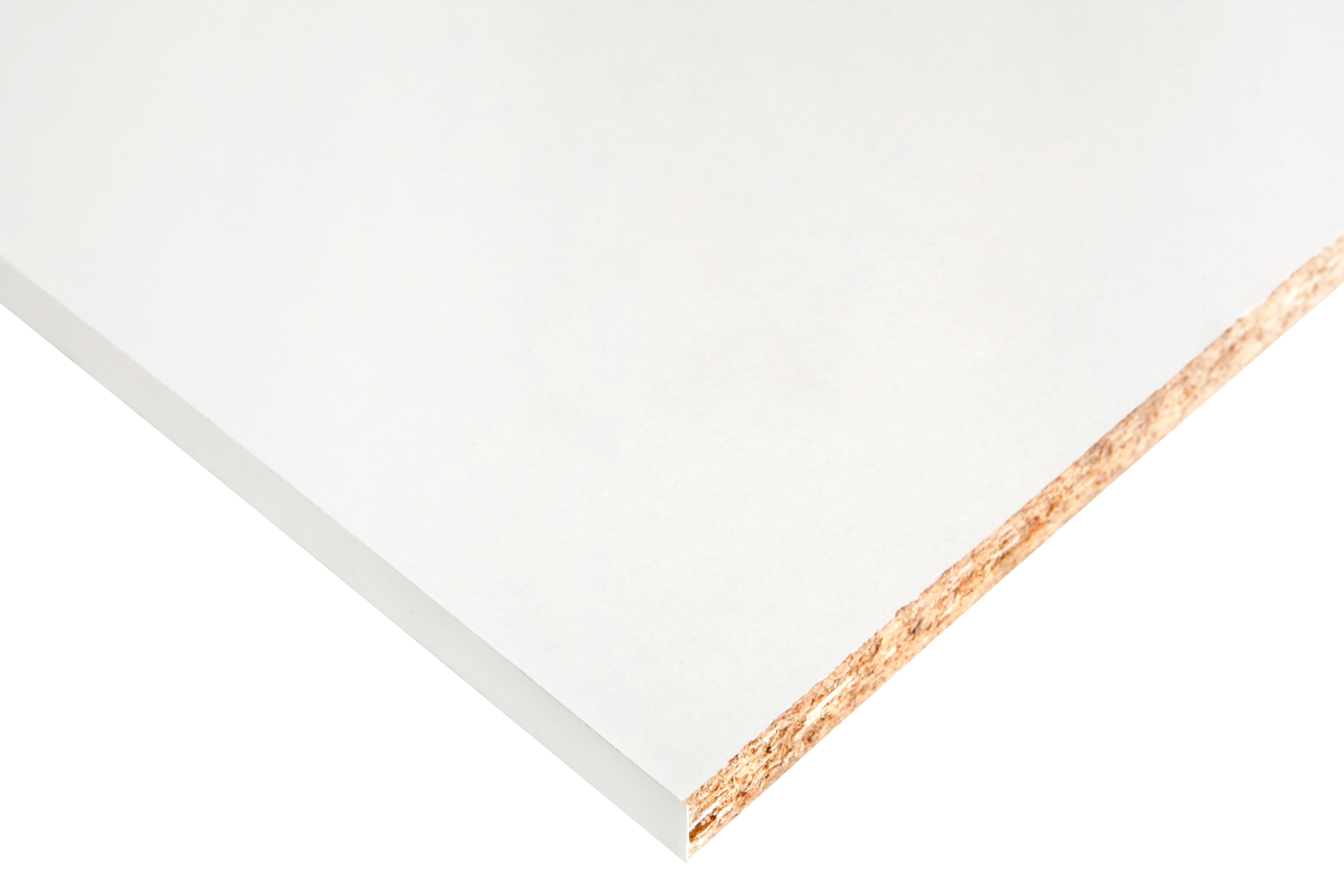 Tablero aglomerado blanco de 2 cantos de 79,7x244x1,6 cm (anchoxaltoxgrosor)