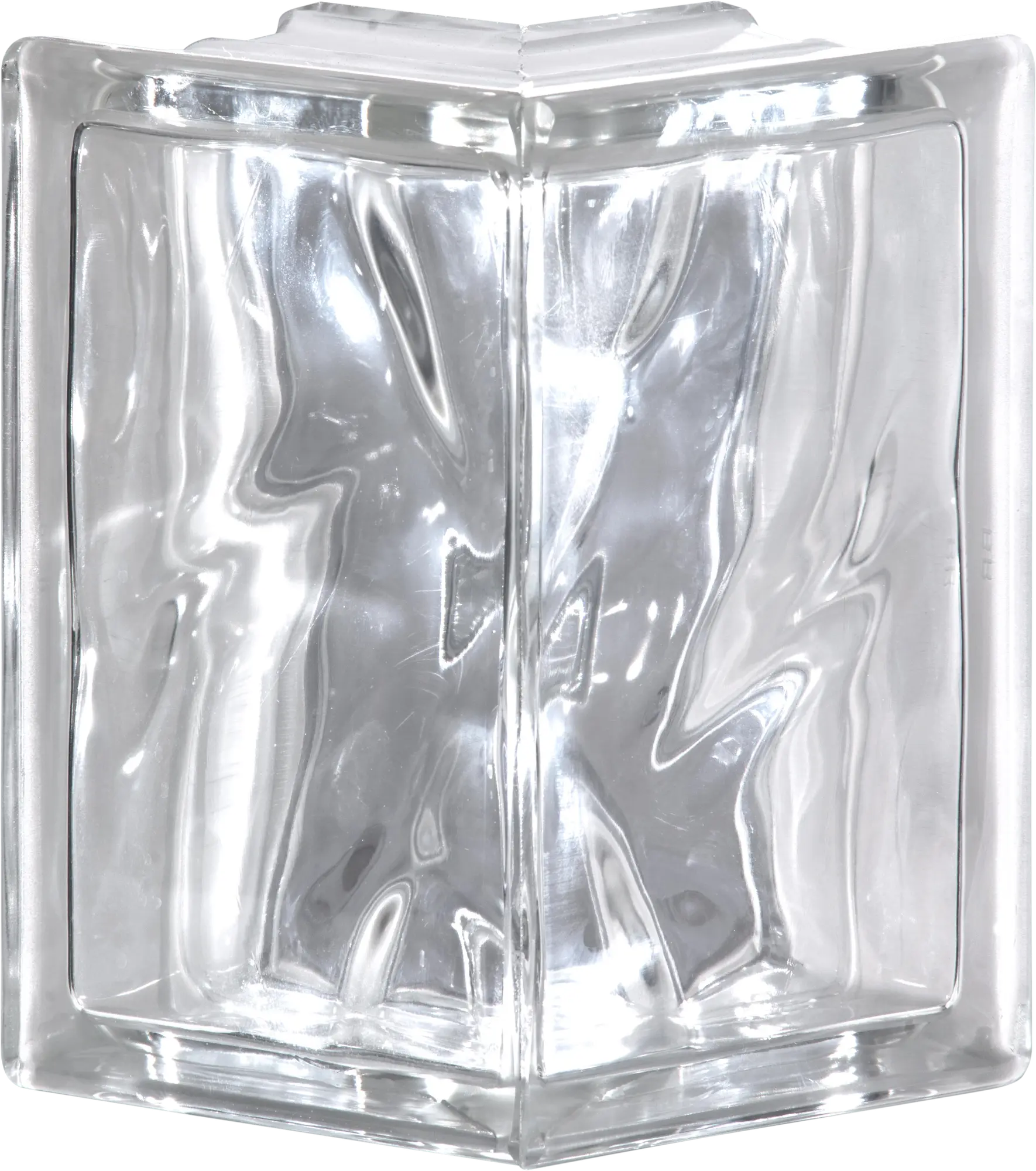 Bloque de vidrio terminal ondulado neutro 19x19x8 cm