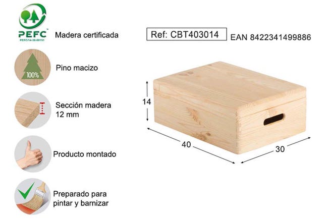 por favor confirmar patata Despido Caja de madera de 14x40x30 cm y capacidad de 16L | Leroy Merlin